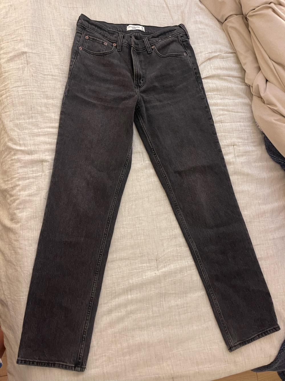 Abercrombie & Fitch Black Straight Mid-Rise Jeans